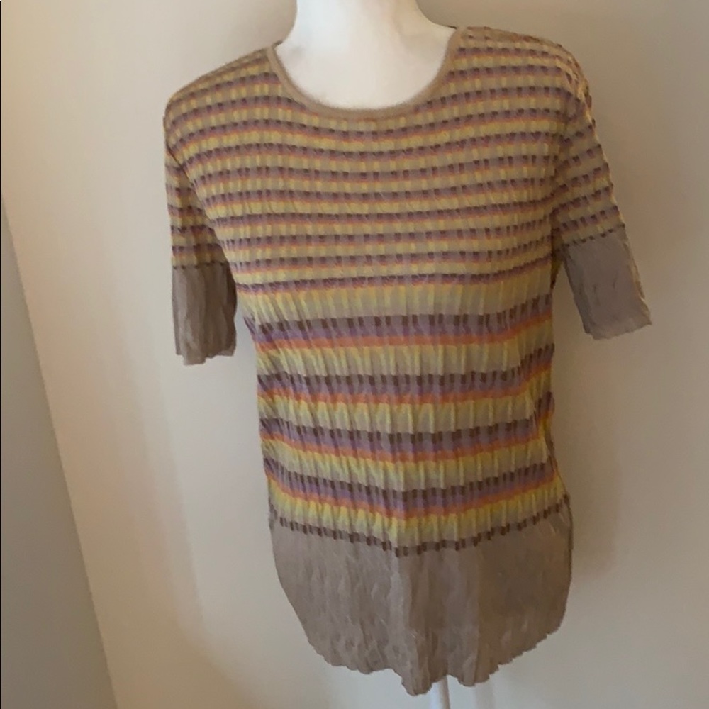 Missoni tan knit short sleeved striped top - Picture 2 of 16